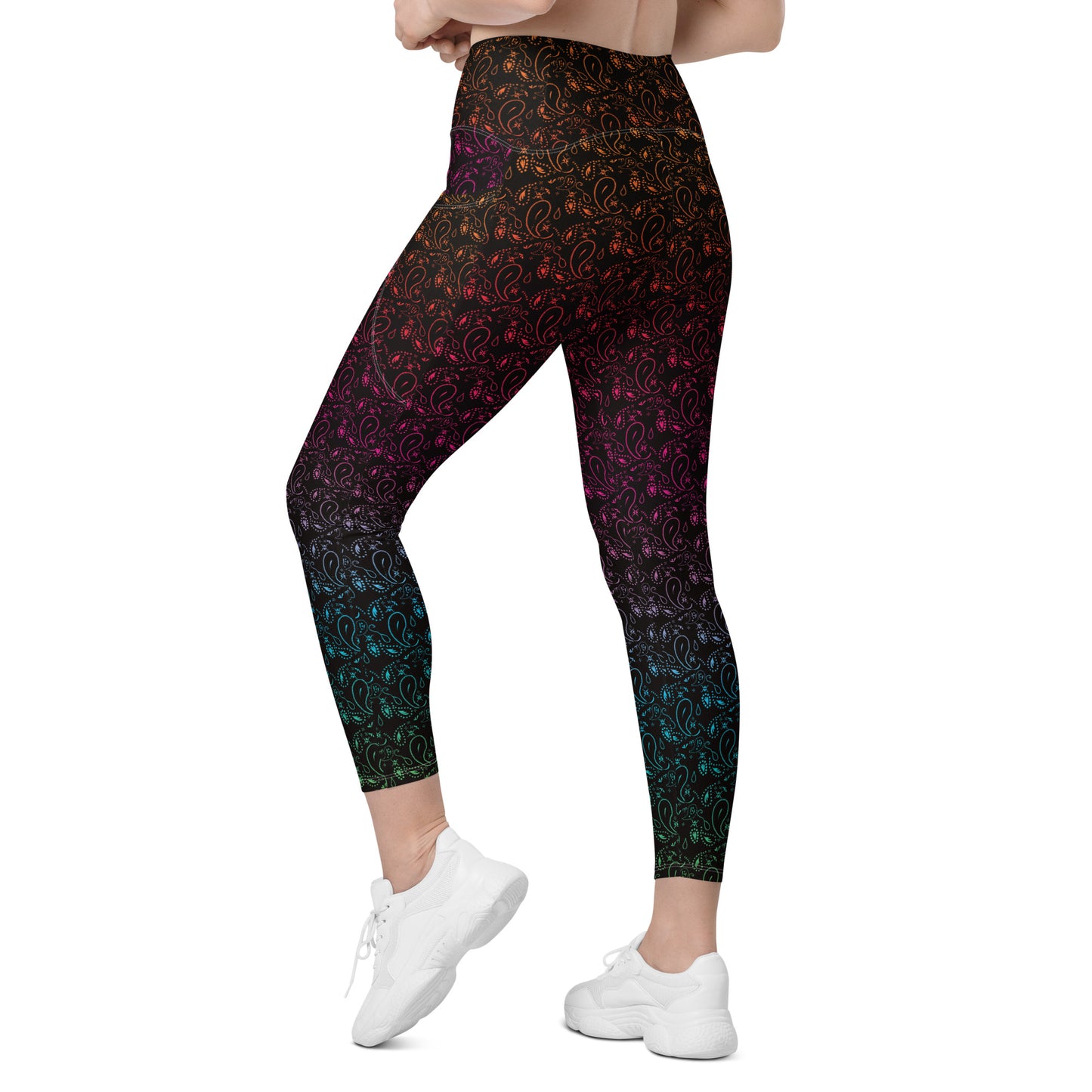 Rainbow Paisley Yoga Pants with Pockets