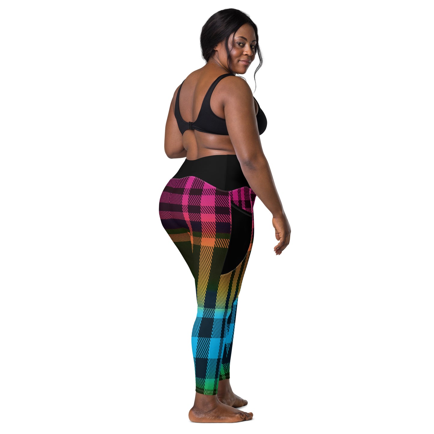 Rainbow Tartan Yoga Pants with Pockets